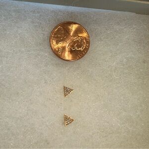 Rose gold triangle earrings with diamond pave